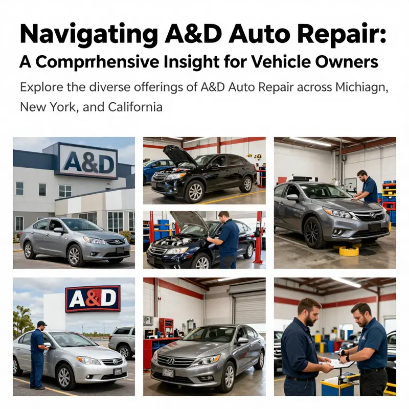 A creative collage depicting A&D Auto Repair locations, illustrating their automotive services and commitment to customer satisfaction.
