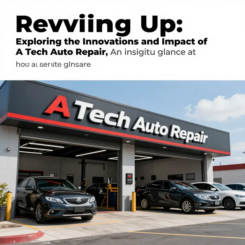 The exterior of A Tech Auto Repair, showcasing a modern building with the company logo, symbolizing quality automotive services.