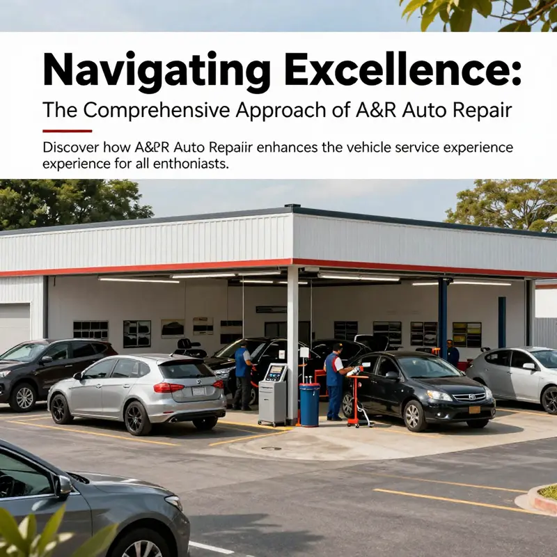 An expansive view of a bustling auto repair shop with technicians at work and vehicles being serviced.