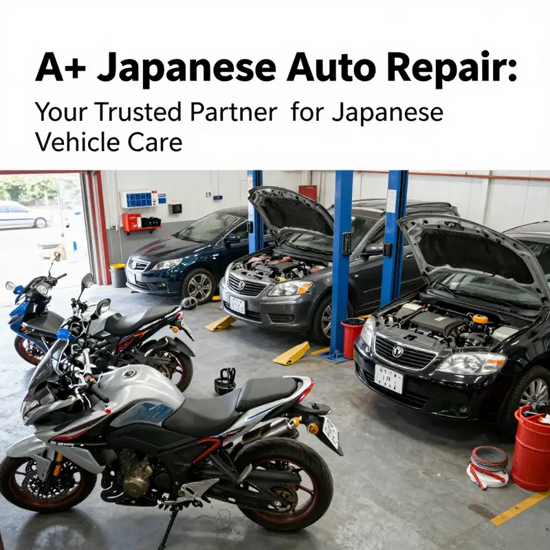 A busy day at A+ Japanese Auto Repair with skilled technicians servicing Japanese vehicles.