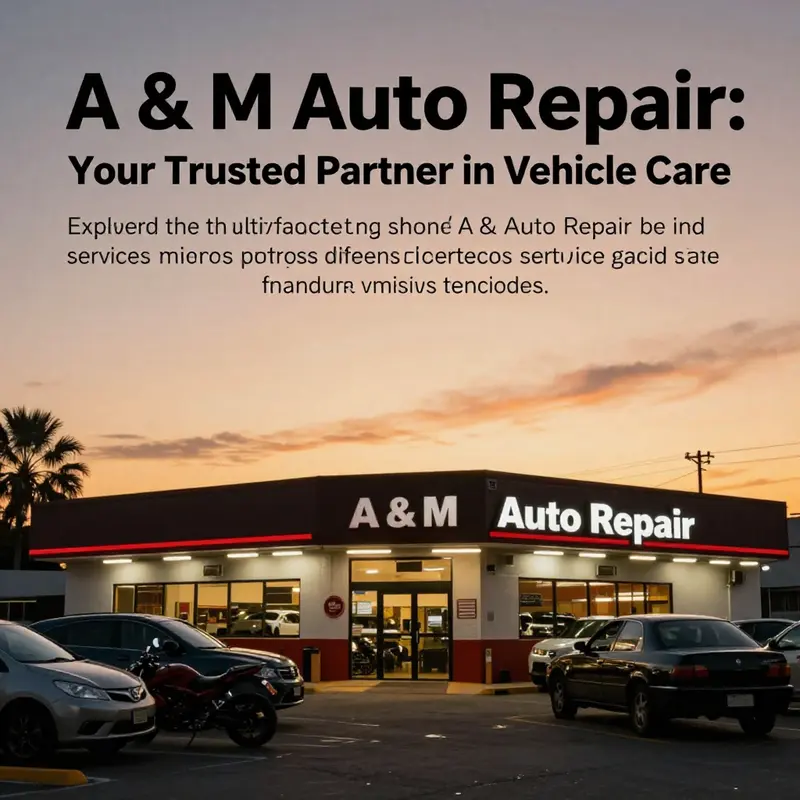 An inviting silhouette of A & M Auto Repair shop during sunset, symbolizing quality service and welcoming atmosphere.