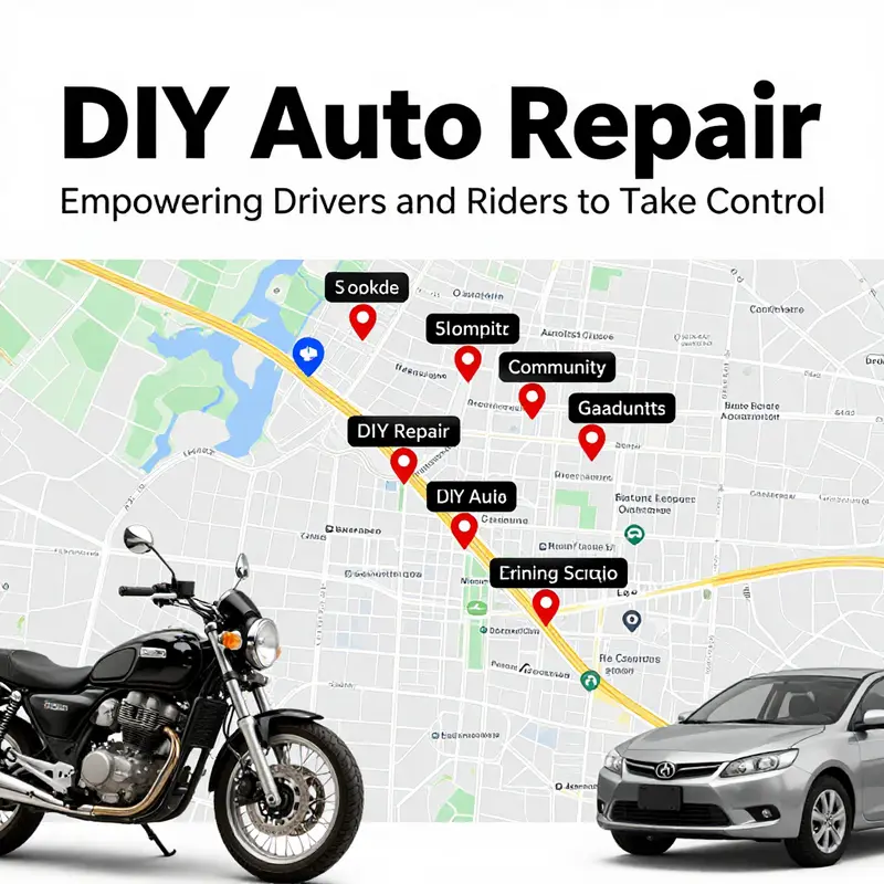 A visual representation of the locations of DIY auto repair shops and community garages in the area.