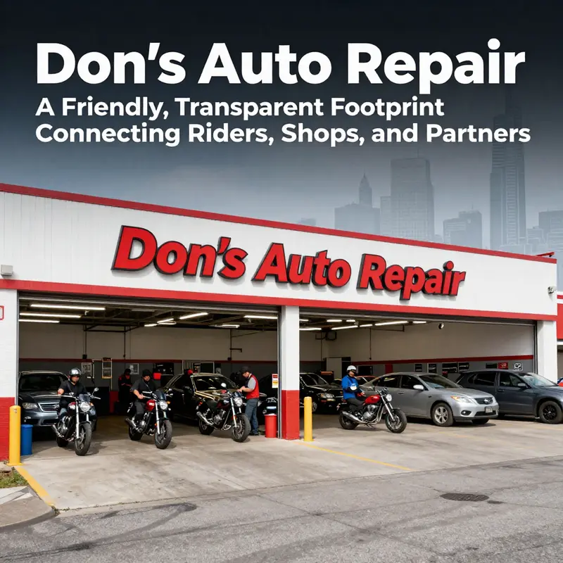 Don’s Auto Repair showcases a two-location footprint spanning LA and Cincinnati, demonstrating brand consistency across facilities.