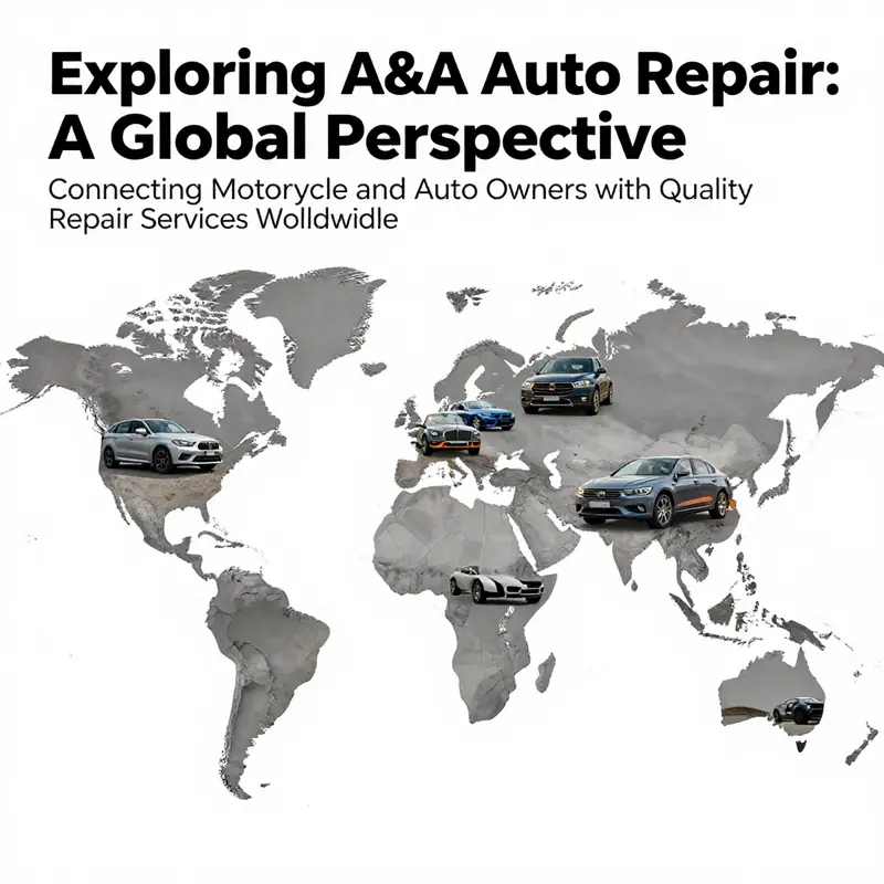 A world map with markers indicating A&A Auto Repair locations, showcasing a variety of services for auto owners.