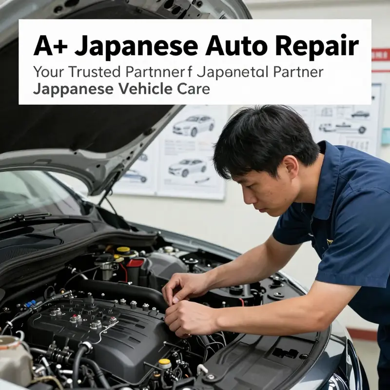 A busy day at A+ Japanese Auto Repair with skilled technicians servicing Japanese vehicles.