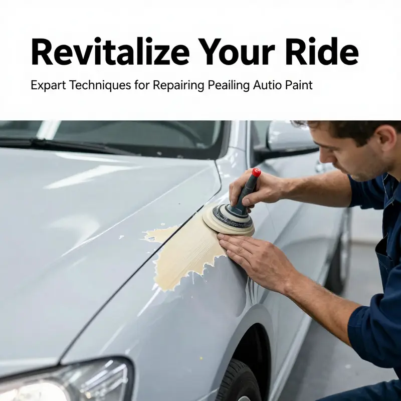 Mechanic repairing small peeling paint on a motorcycle.