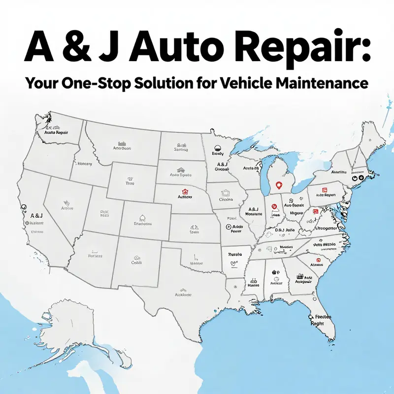 Map showcasing A & J Auto Repair locations across the United States.