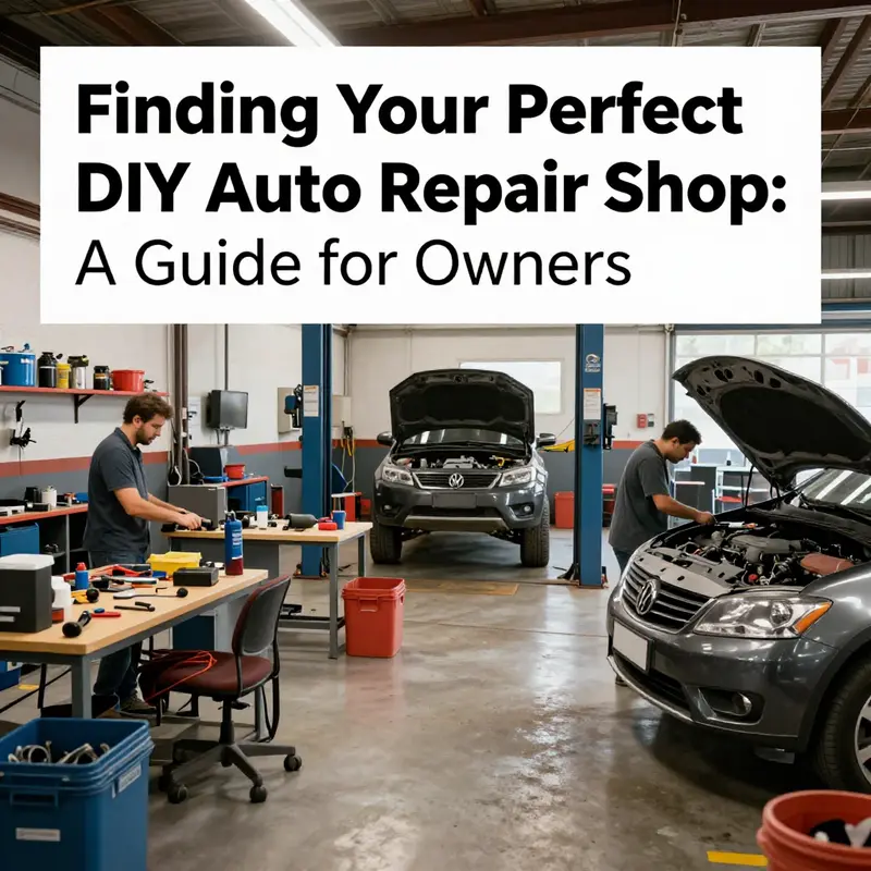 Vehicle owners exploring options at a DIY auto repair shop.