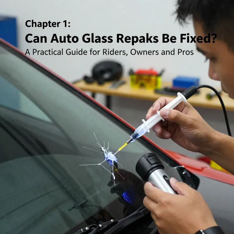 Resin-based repair for minor cracks: crack typing, resin injection, and curing under UV light in a modern shop.