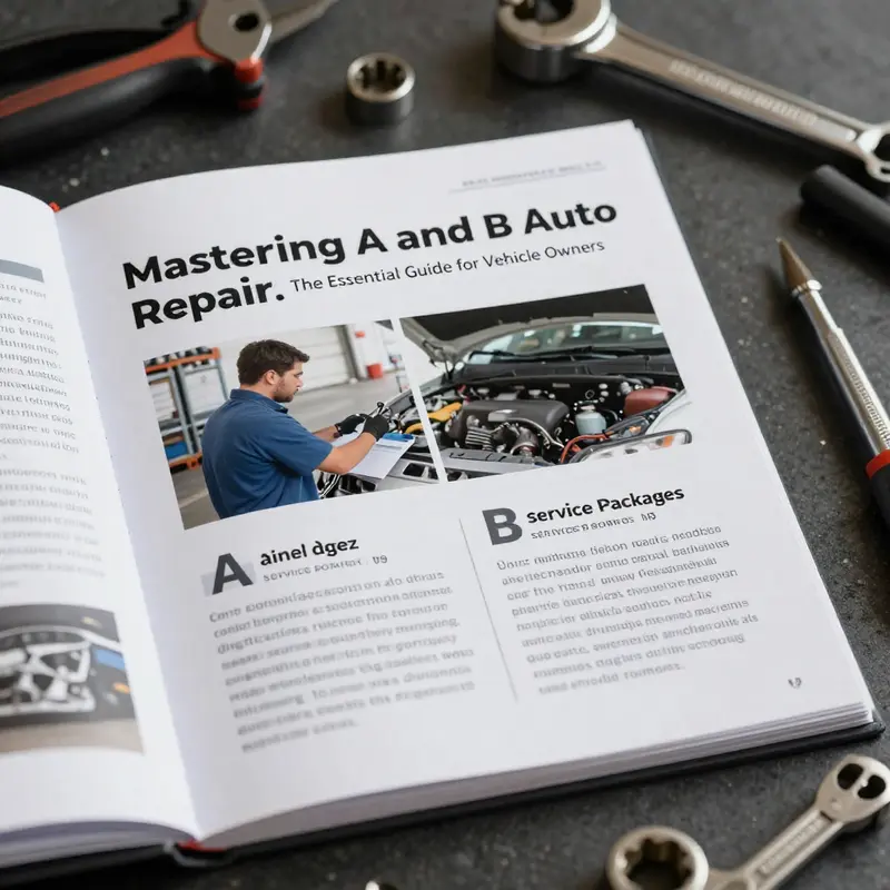 Detailed manual showcasing A and B service packages with tools symbolizing hands-on understanding.