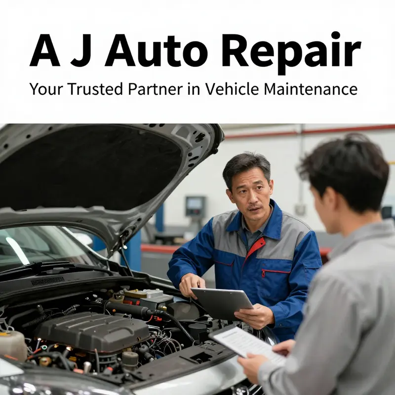 The A J Auto Repair facility bustling with activity as skilled technicians service a variety of vehicles.