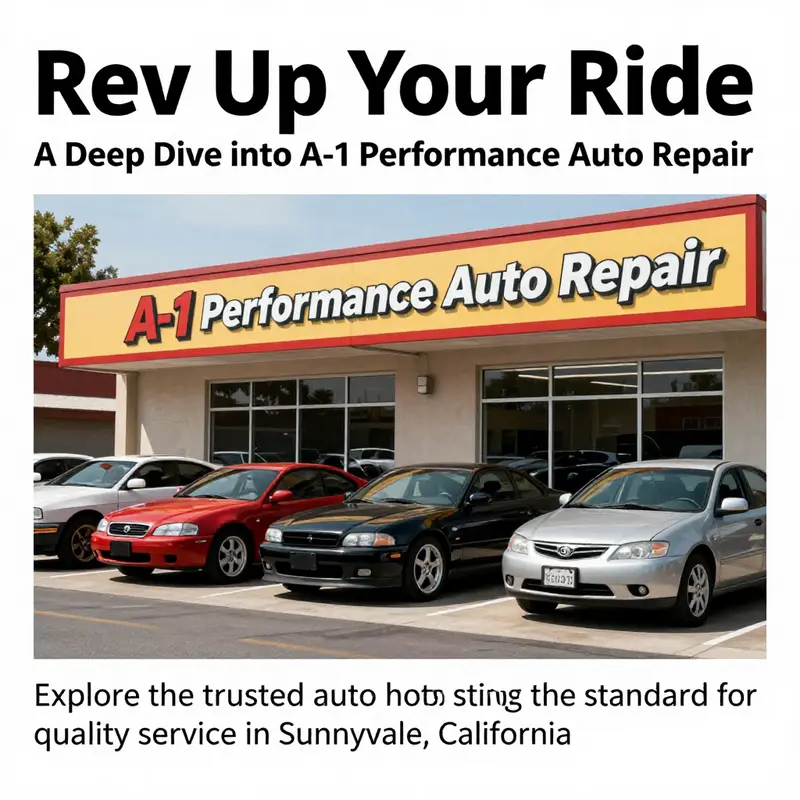 A cheerful and bright exterior of A-1 Performance Auto Repair with cars in the foreground, illustrating a friendly atmosphere.