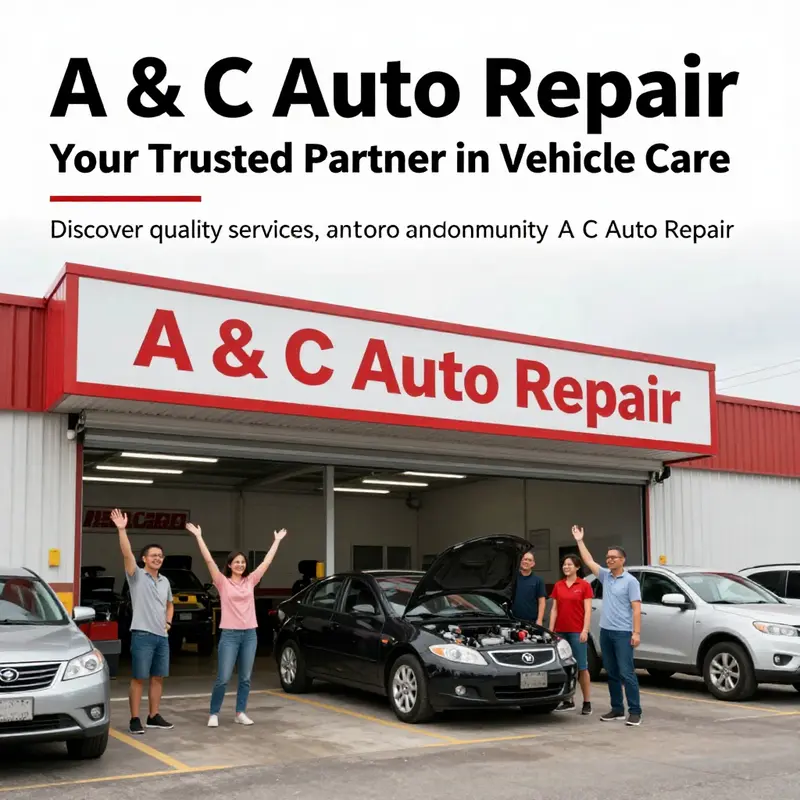 Exterior view of A & C Auto Repair with customers and vehicles, symbolizing trust and quality service.