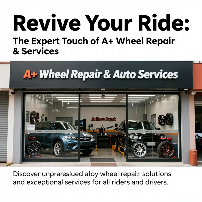 A professional-looking storefront of A+ Wheel Repair & Auto Services, showcasing the exterior of the automotive service center.