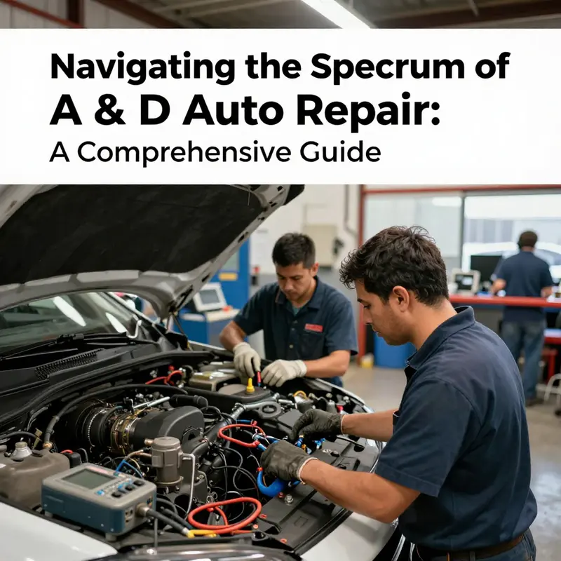 Technicians engaged in automotive repairs at A & D Auto Repair, South Gate.