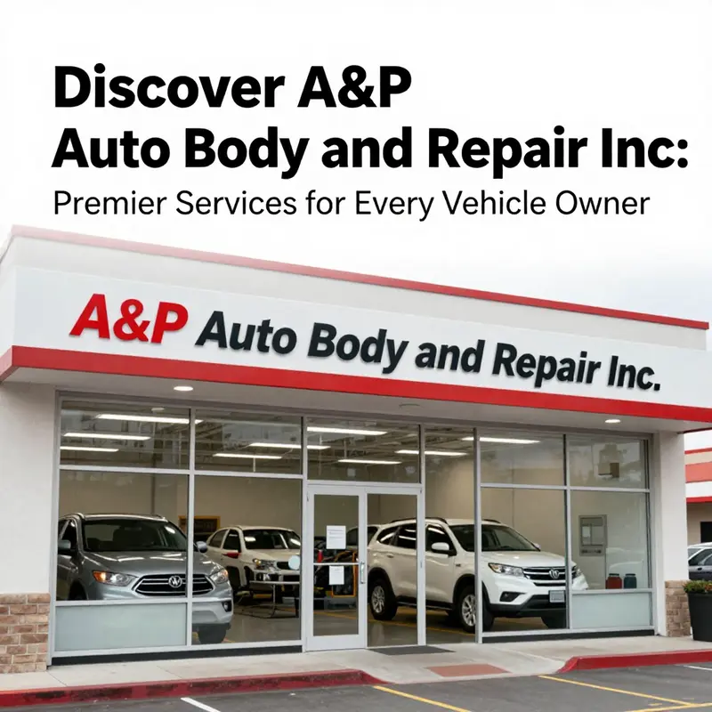 The storefront of A&P Auto Body and Repair Inc. showcasing the active repair environment.