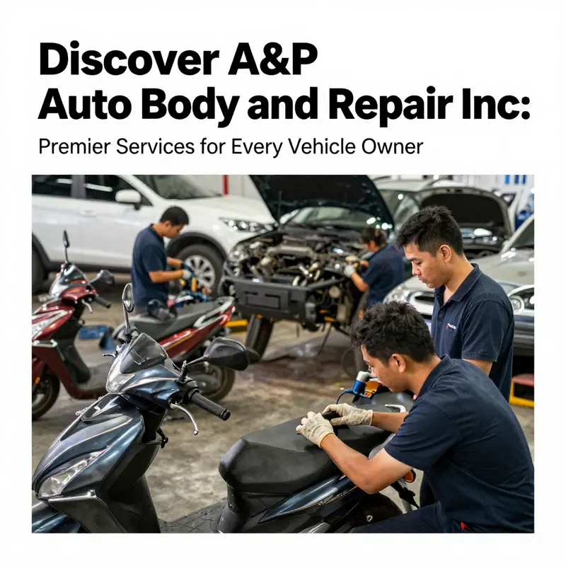 The storefront of A&P Auto Body and Repair Inc. showcasing the active repair environment.