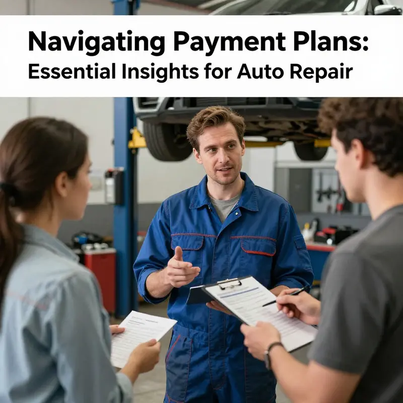 A mechanic discusses financing options with a customer, highlighting the support available during repairs.