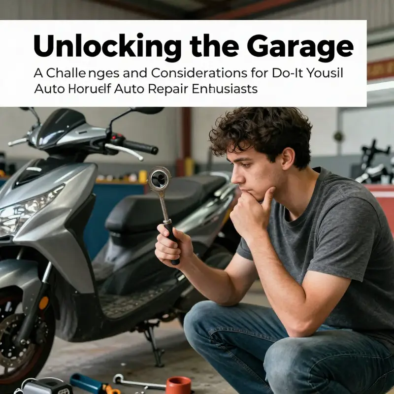 An engaging view of DIY auto repair enthusiasts in action, showcasing the collaborative and supportive atmosphere of a modern self-serve auto repair shop.