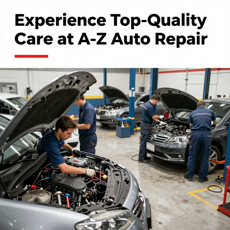 A-Z Auto Repair staff showcasing their extensive range of services for various vehicle types.