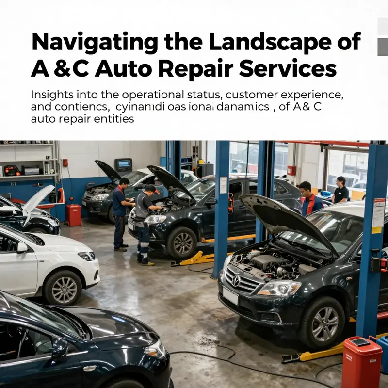 Busy auto repair shop with technicians and vehicles, representing the active environment of A&C Auto Repair services.