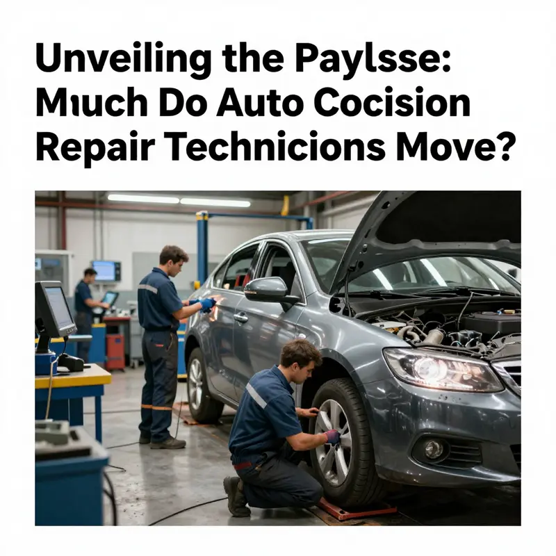 Technicians in an auto collision repair shop engaged in vehicle repairs with high-tech equipment.