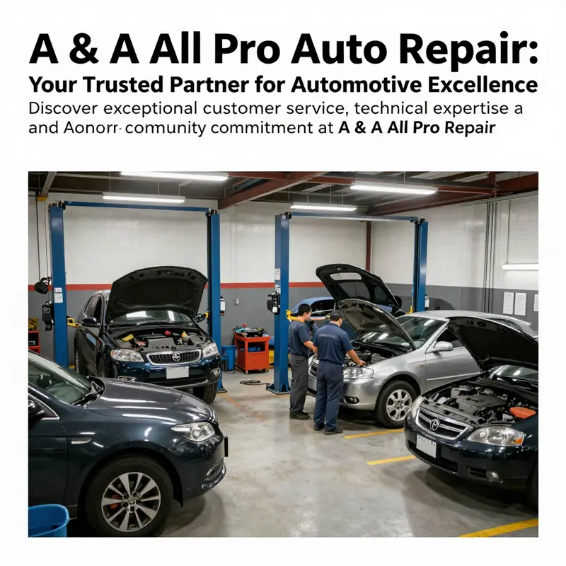An overview of A & A All Pro Auto Repair's garage, showcasing a professional environment with vehicles and technicians at work.