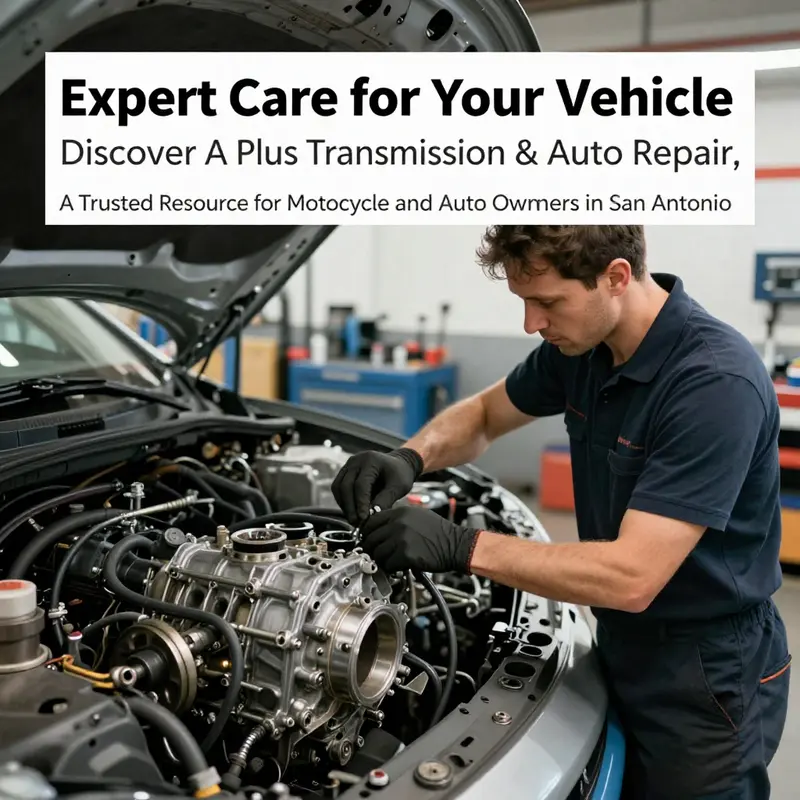 A mechanic concentrating on repairing a car's transmission in a well-equipped automotive shop.