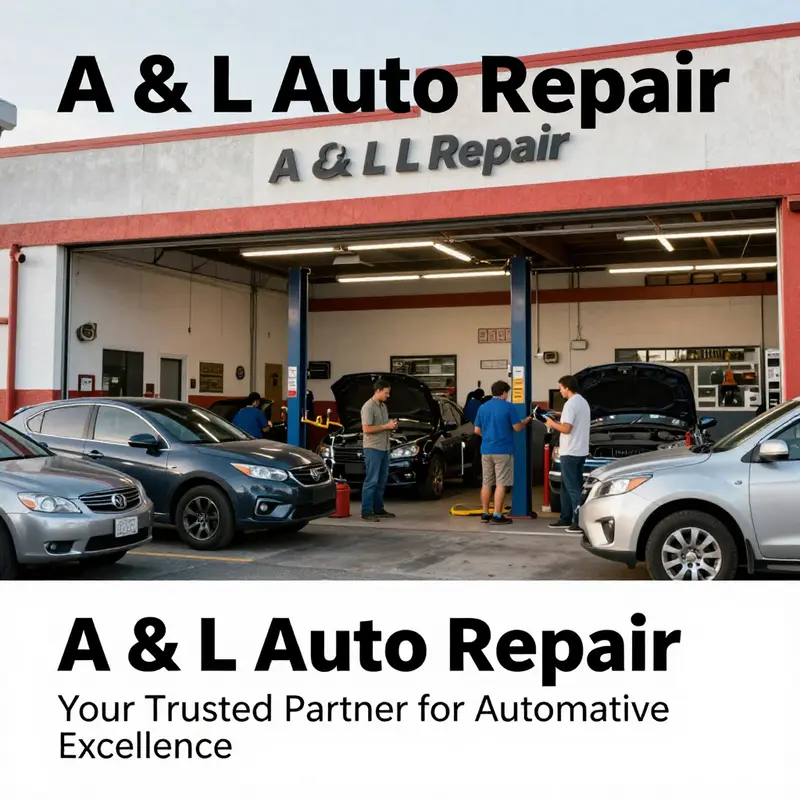 A lively image of the A & L Auto Repair shop filled with happy customers and well-repaired vehicles.