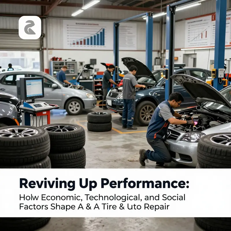Economic variables impacting A & A Tire & Auto Repair showcased in an active shop setting.