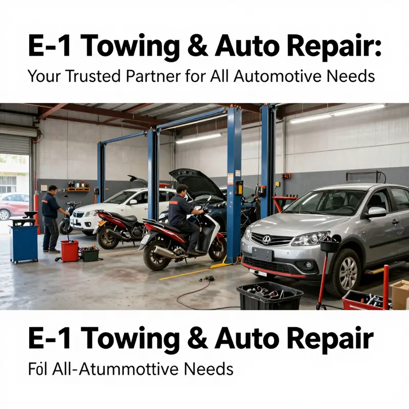 A bustling repair shop at E-1 Towing & Auto Repair, showcasing the variety of services offered.