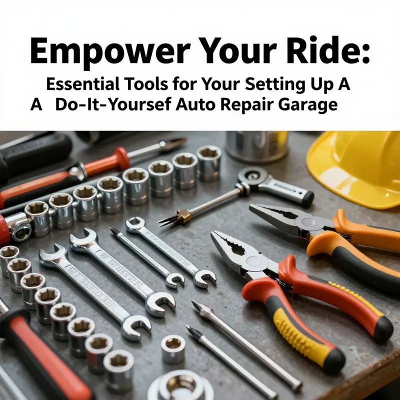 An organized DIY garage ready for auto repairs, showcasing tools and a well-lit working environment.
