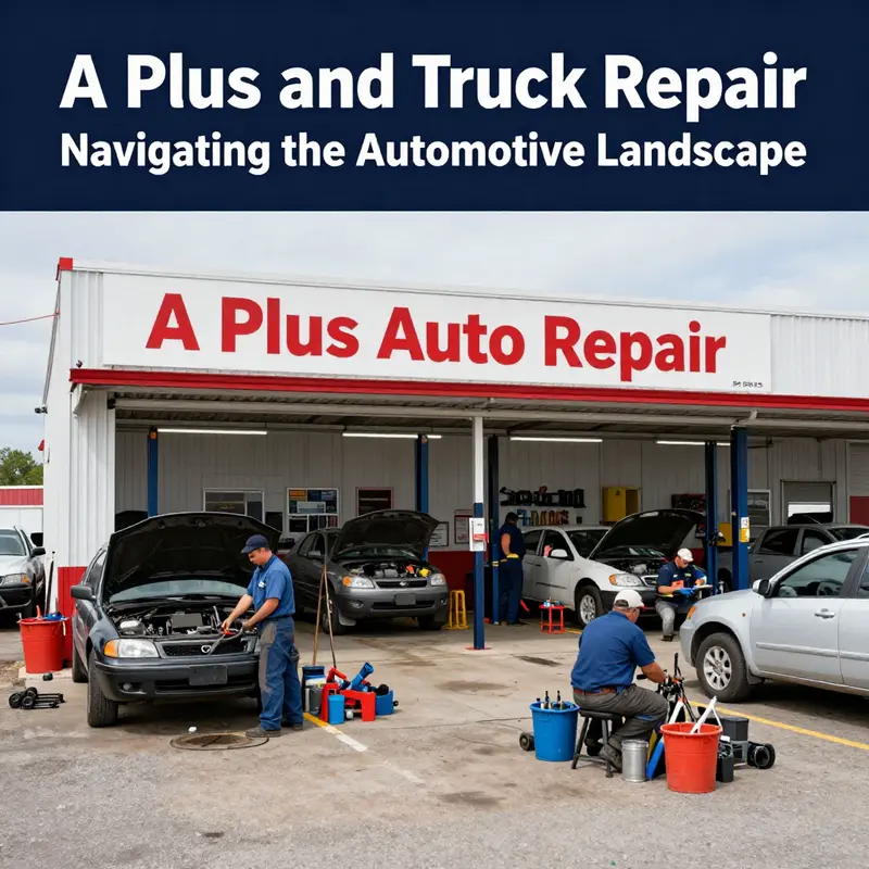 A vibrant view of ‘A Plus Auto Repair’ in North Dakota, highlighting its active operations and dedicated team.