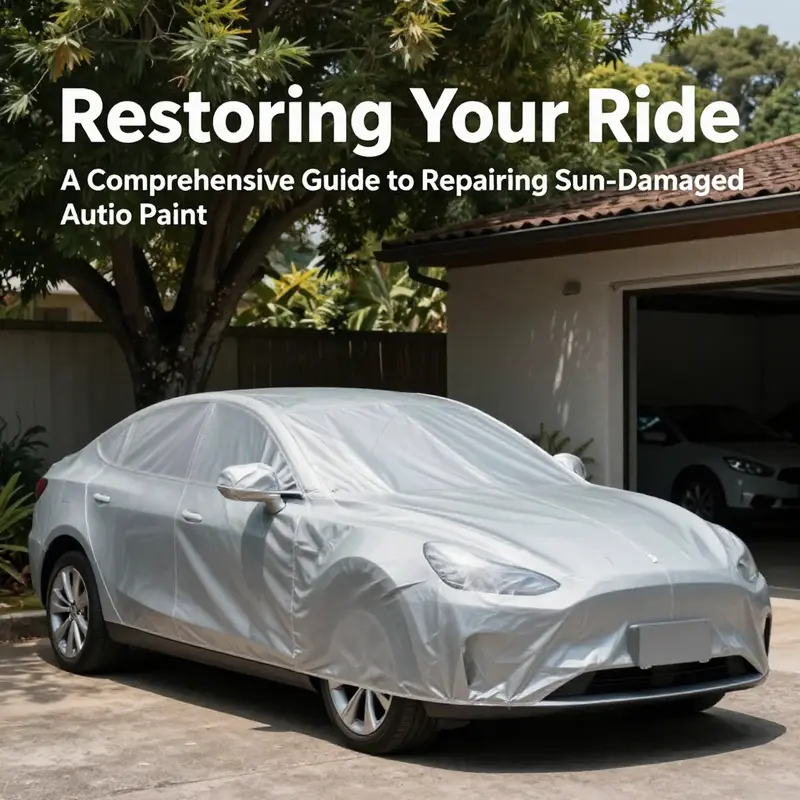 A detailed inspection of a vehicle’s paint surface reveals different levels of sun damage.