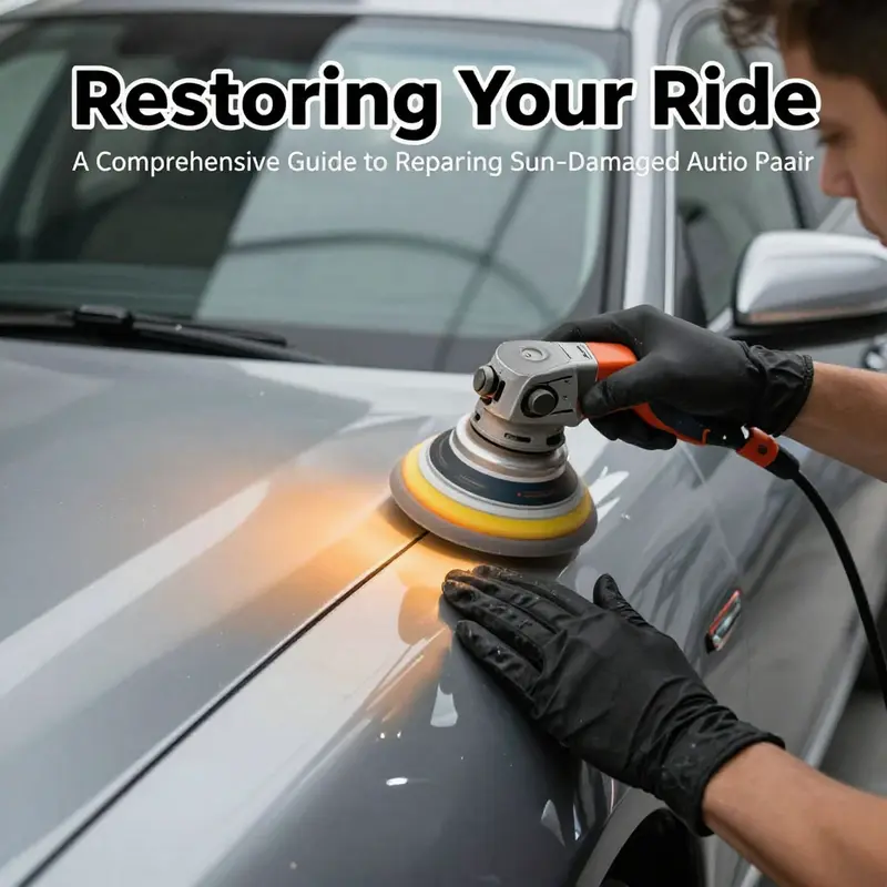 A detailed inspection of a vehicle’s paint surface reveals different levels of sun damage.