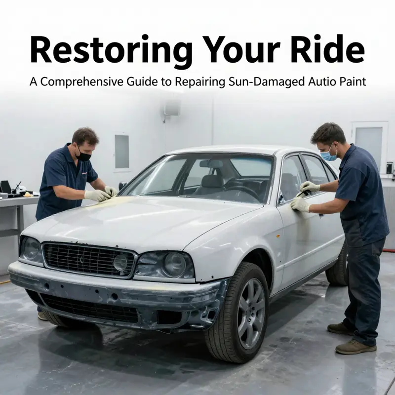 A detailed inspection of a vehicle’s paint surface reveals different levels of sun damage.