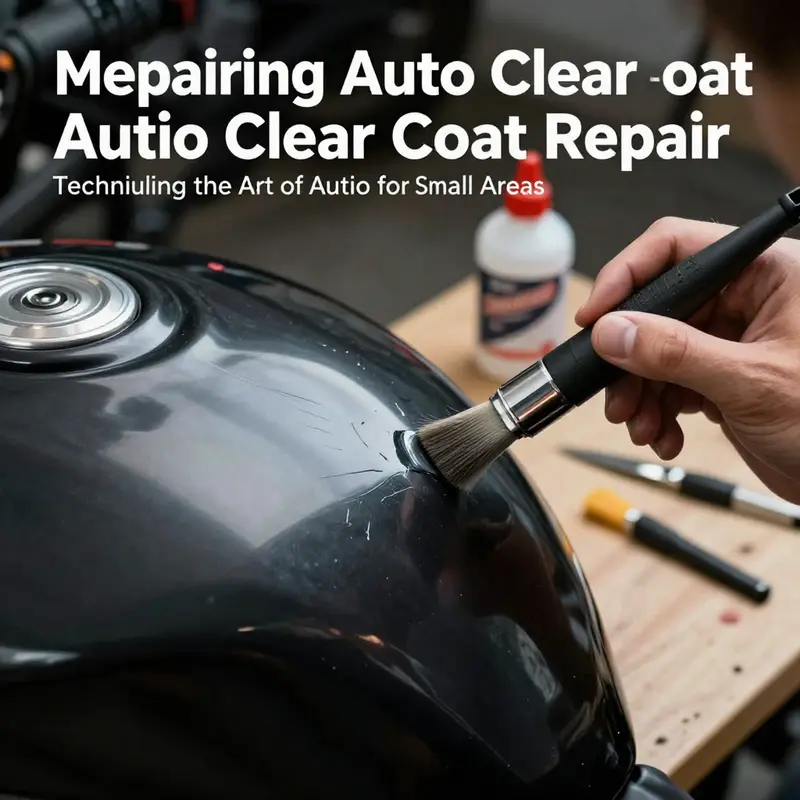 A detailed view of touch-up techniques applied to small areas of auto clear coat.