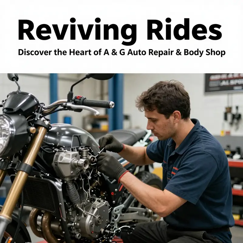 A technician at A & G Auto Repair & Body Shop performing precision repairs on a motorcycle.