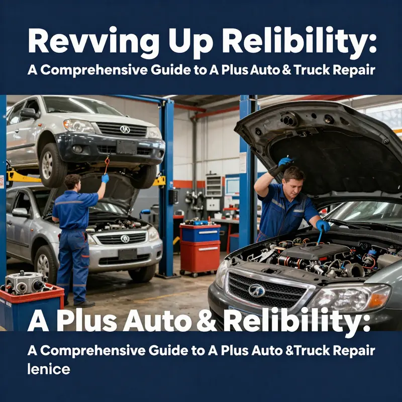 Technicians at A Plus Auto & Truck Repair demonstrating their expertise in a bustling workshop environment.