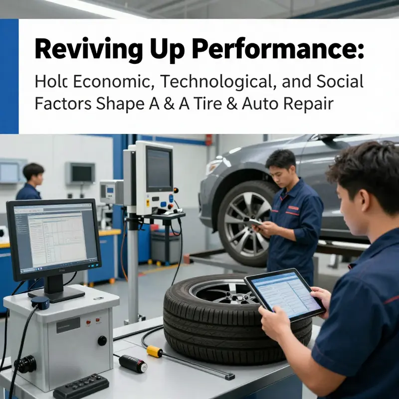 Economic variables impacting A & A Tire & Auto Repair showcased in an active shop setting.