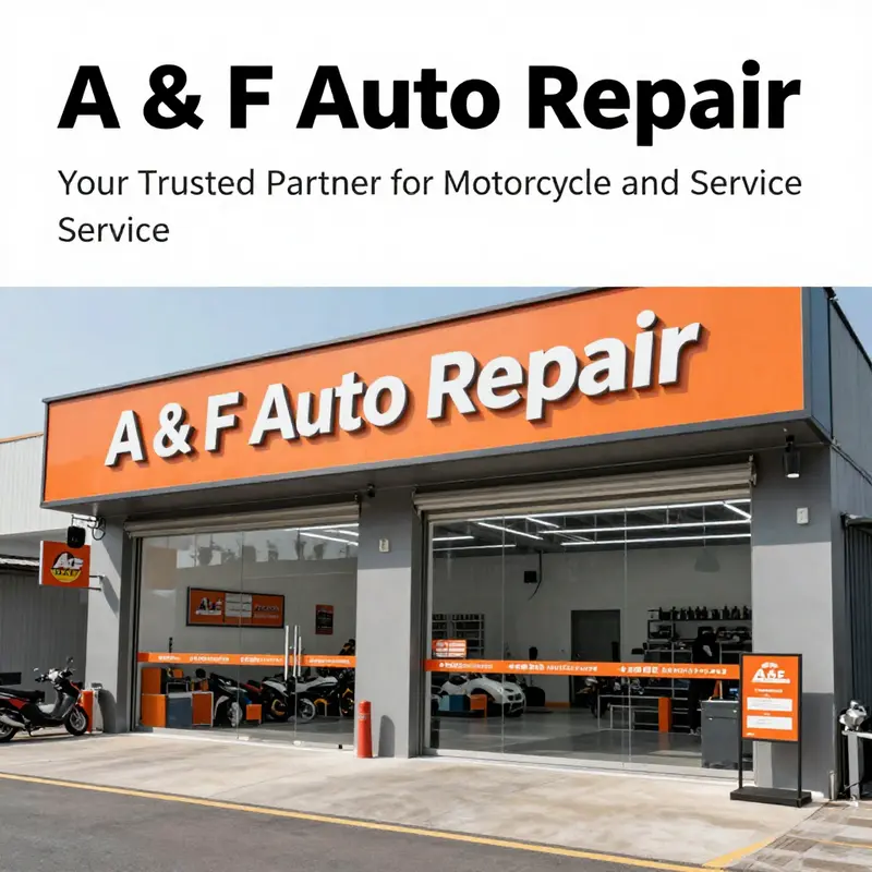 A & F Auto Repair facility exterior, showcasing the building and staff inviting customers.