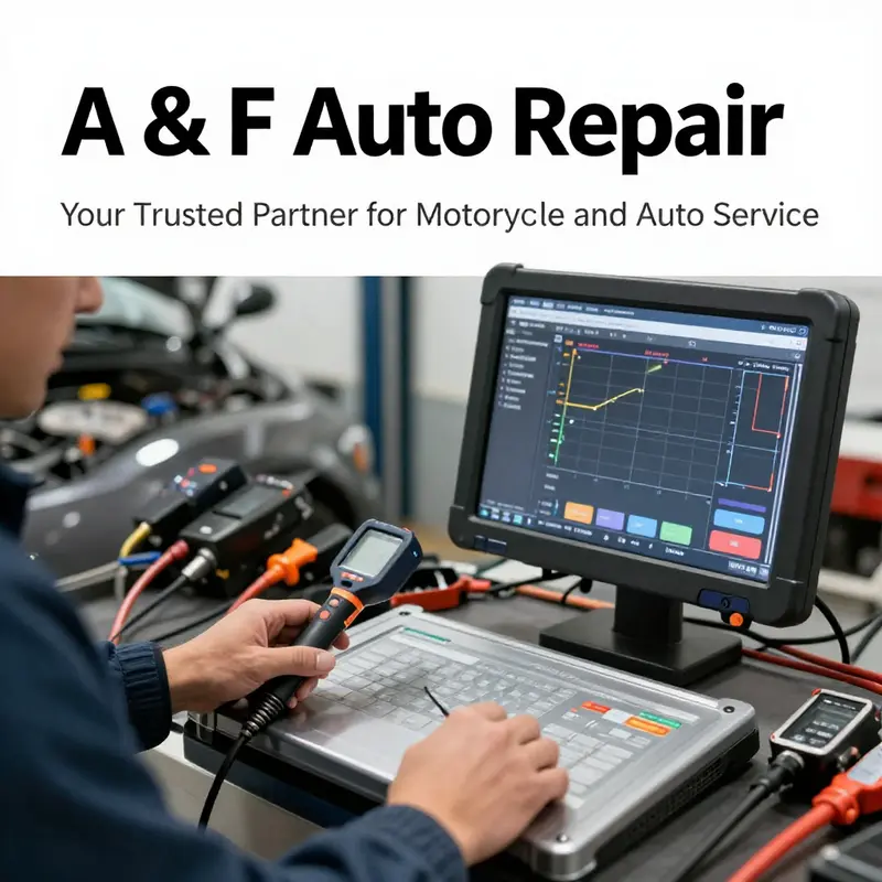 A & F Auto Repair’s organized workspace highlighting their range of services.