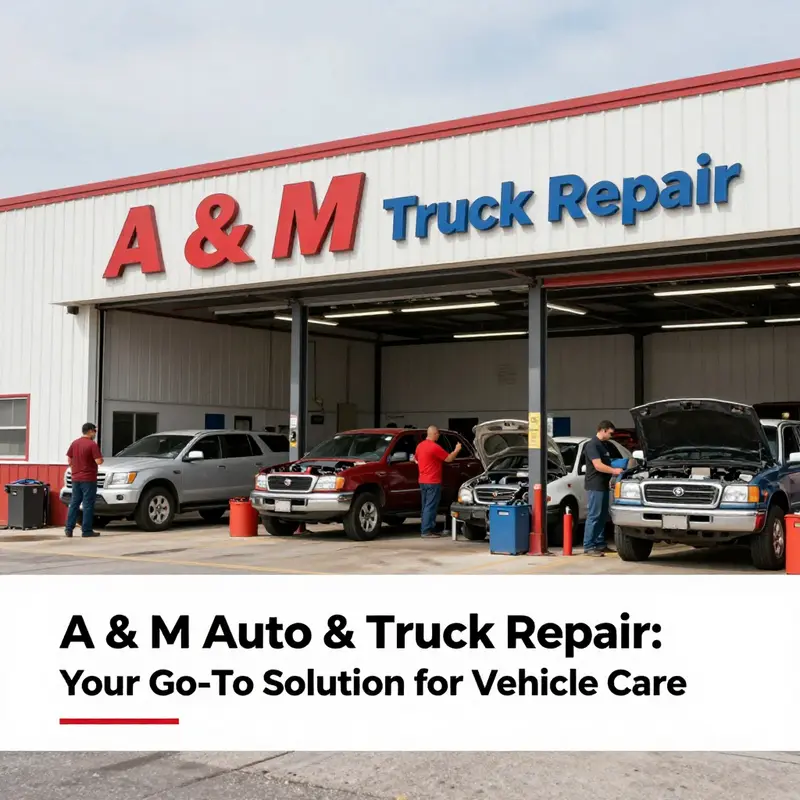 A view of A & M Auto & Truck Repair in Houston with technicians working attentively on customer vehicles.