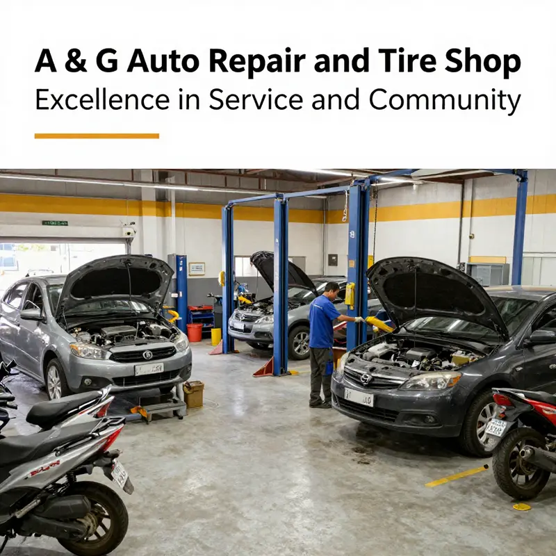 A glimpse into A & G Auto Repair, showcasing a variety of services offered to both auto and motorcycle owners.