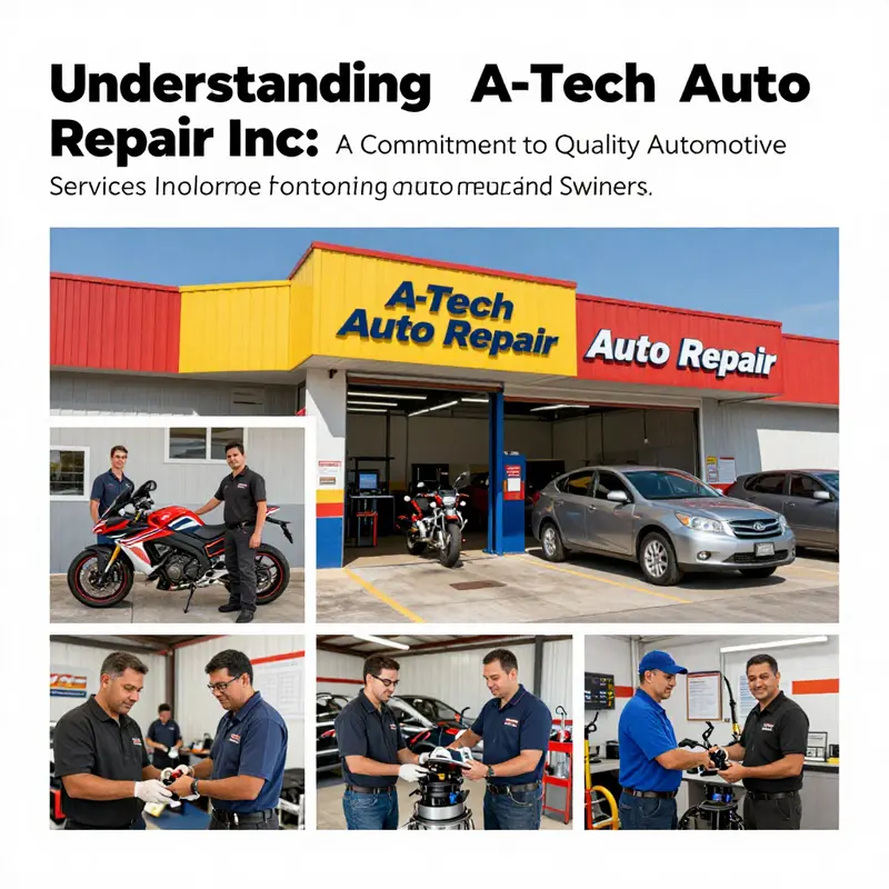 Collage of images showcasing A-Tech Auto Repair Inc's staff and services, highlighting their commitment to quality automotive care.