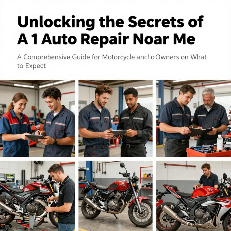 A vibrant collage representing A 1 Auto Repair, featuring customer service, mechanics at work, and a mix of vehicles.