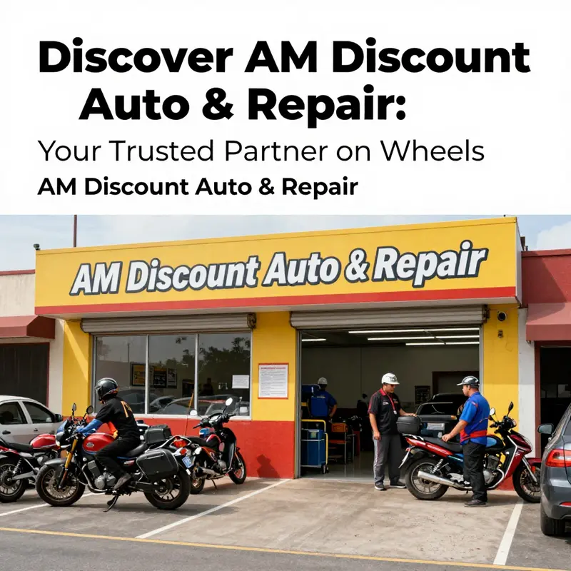 Facade of AM Discount Auto & Repair with customers engaging with happy staff.