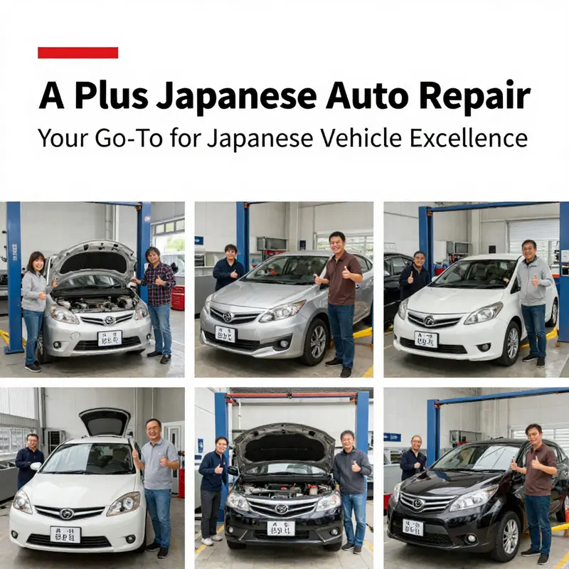 A Plus Japanese Auto Repair specializing in Japanese vehicles, with a busy workshop illustrating their commitment to quality service.