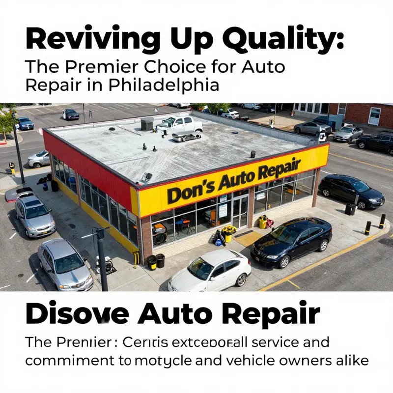 Aerial view of Don's Auto Repair with vehicles parked outside.