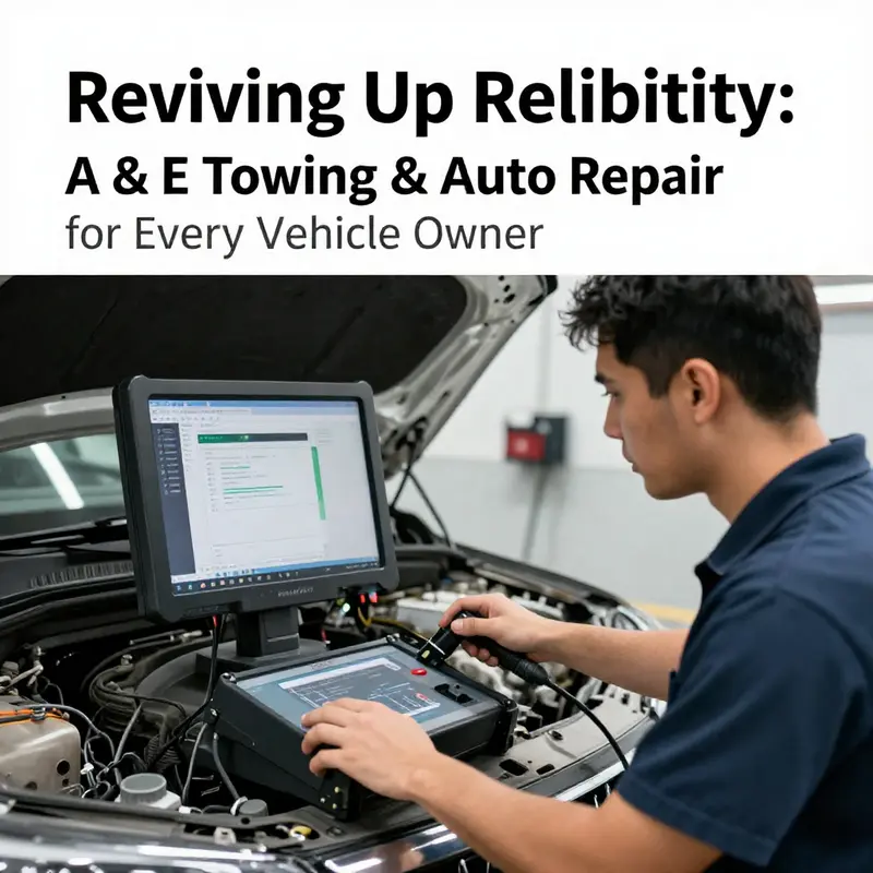 A scene depicting skilled mechanics providing a range of services at A & E Towing & Auto Repair.